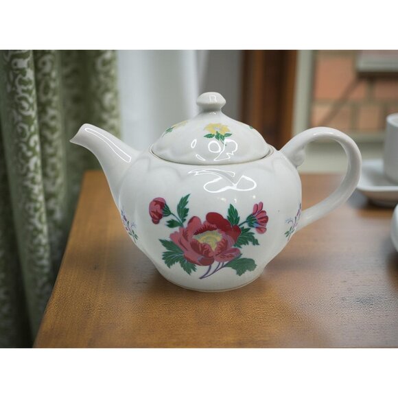 vintage laura ashley porcelain parfumes floral gold trim tea pot - Picture 4 of 11